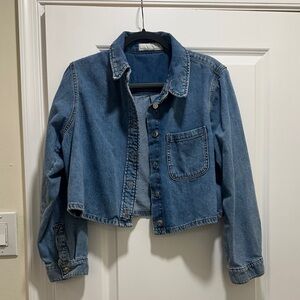 Zara cropped Blue Jean button up
